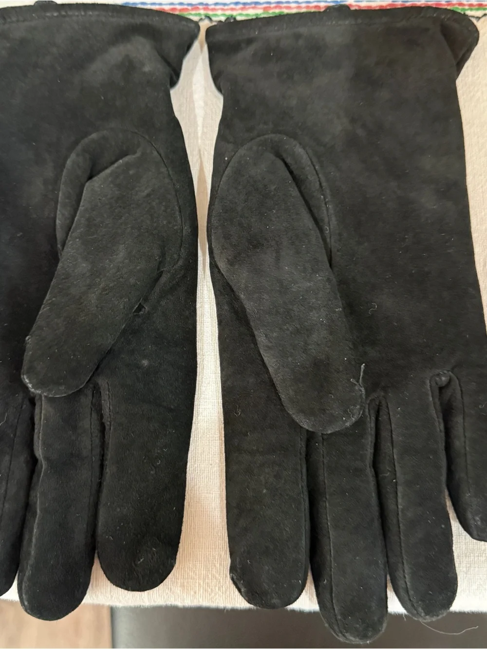 Vintage Deerskin Trading Post Black Suede Leather Winter Gloves Size L